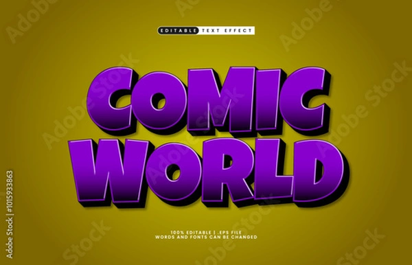 Fototapeta comic world editable text effect with a comic and kids text style
