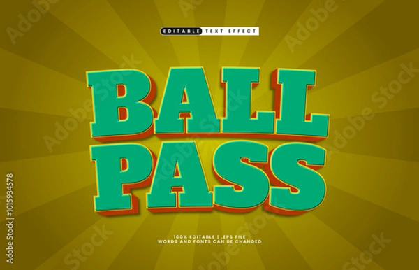 Fototapeta ball pass editable text effect with a fun and happy text style
