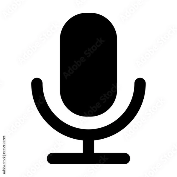 Fototapeta Minimalist microphone vector icon for podcasting and audio production