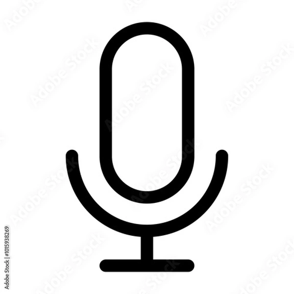 Fototapeta Minimalist microphone vector icon for podcasting and audio production