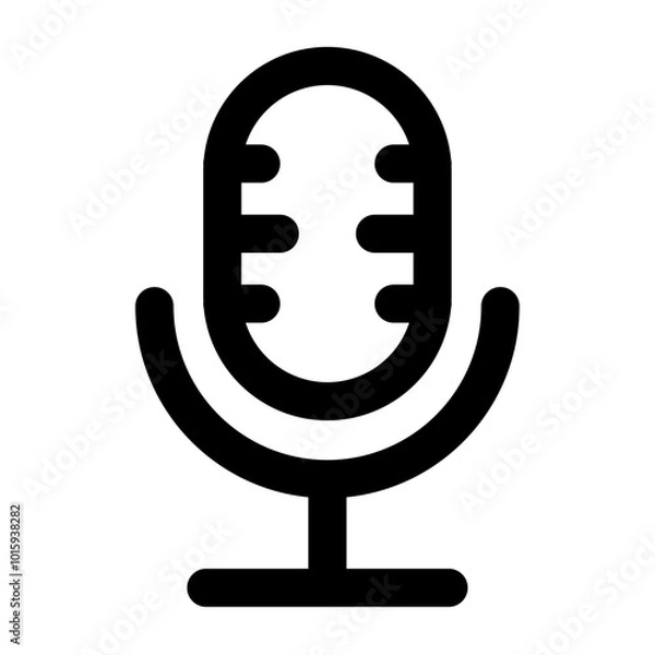 Fototapeta Minimalist microphone vector icon for podcasting and audio production