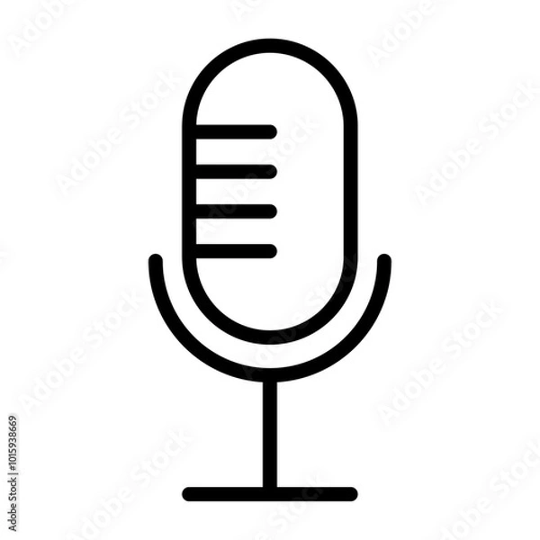 Fototapeta Minimalist microphone vector icon for podcasting and audio production