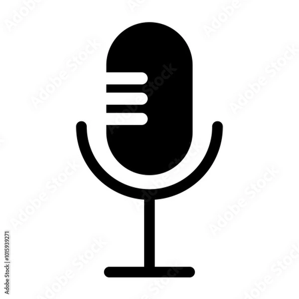 Fototapeta Minimalist microphone vector icon for podcasting and audio production