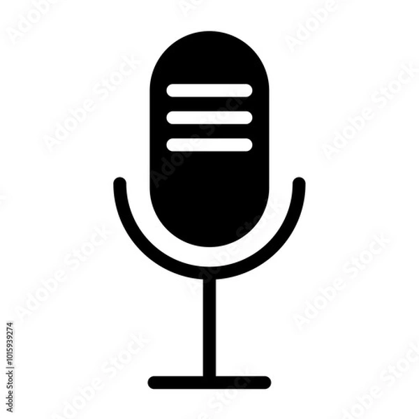 Fototapeta Minimalist microphone vector icon for podcasting and audio production