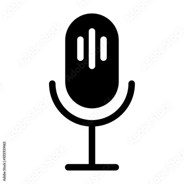 Fototapeta Minimalist microphone vector icon for podcasting and audio production