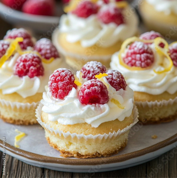 Fototapeta Heavenly Lemon Raspberry Cookie Cups