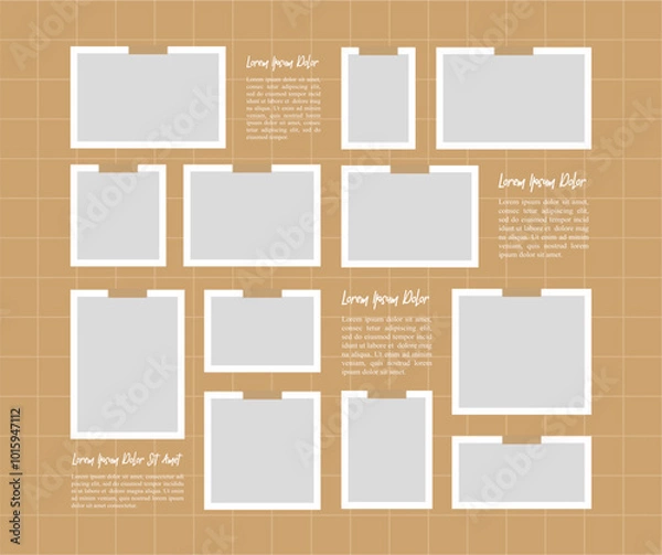 Fototapeta Pictures or photos frame collage. comics page grid layout abstract photo frames and digital photo wall template
