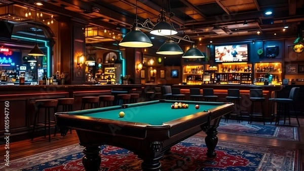 Fototapeta Table with balls and cue