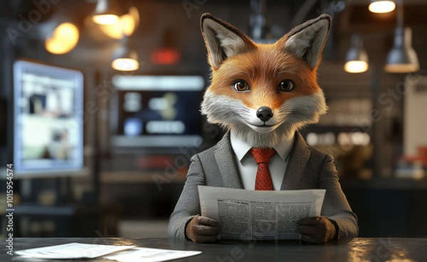 Fototapeta fox news reporter reading the news generated by AI