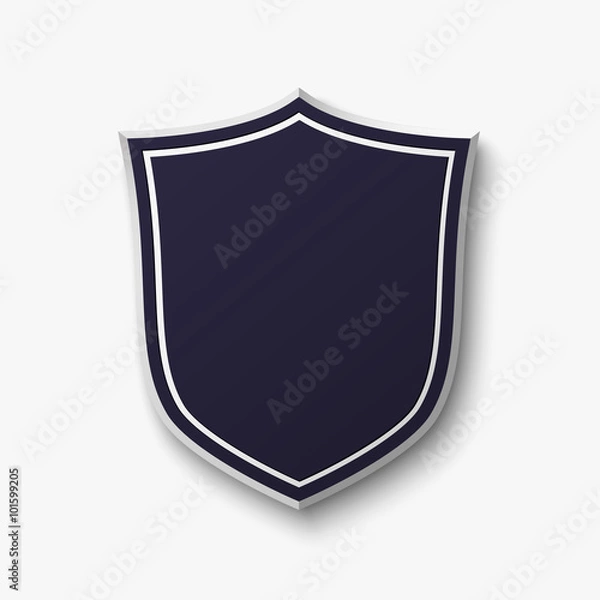Obraz Blank, blue shield isolated on white background.