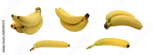 Fototapeta Yellow banana isolated on transparent background. Fruit set