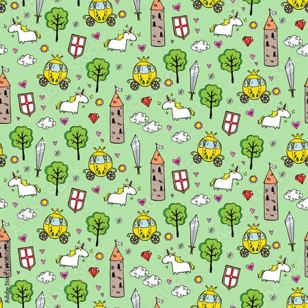 Obraz Seamless patterns with towers and broughams