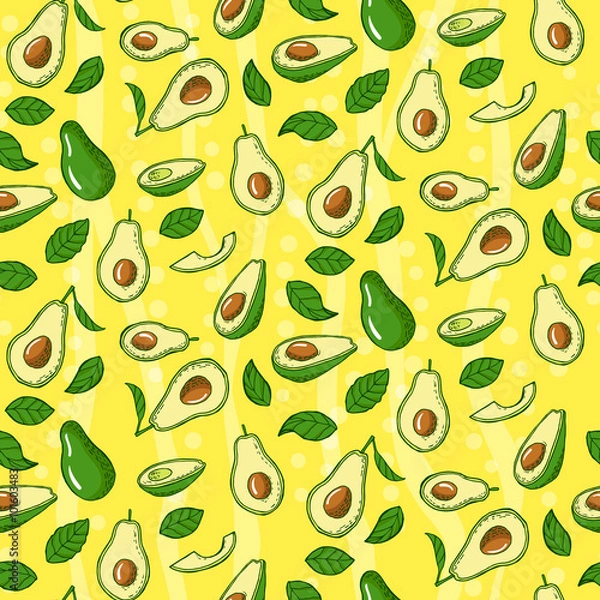 Fototapeta Seamless pattern with avocado