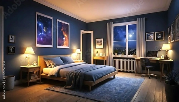 Fototapeta Home room night frist time lighting effect mode image.