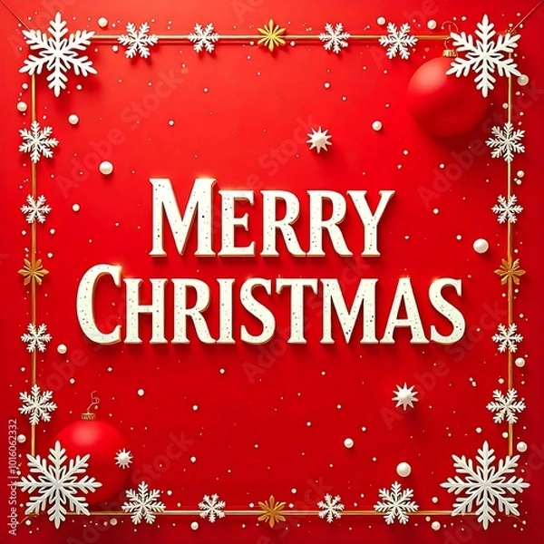Obraz MERRY CHRISTMAS Red And White Theme Greeting Card
