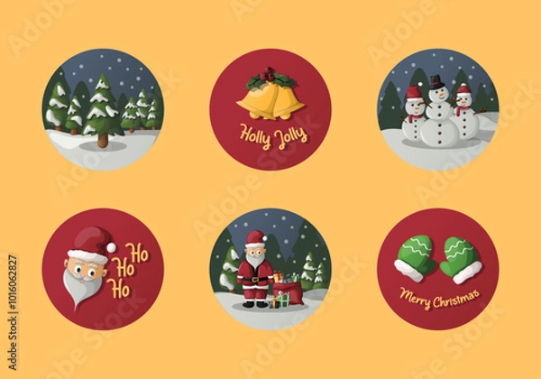 Obraz vector christmas badge illustration set