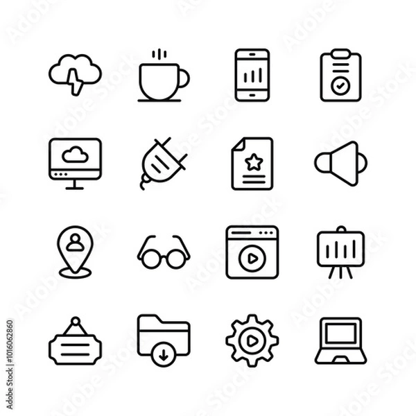 Obraz Pack of web icons in modern design style, user interface vector set