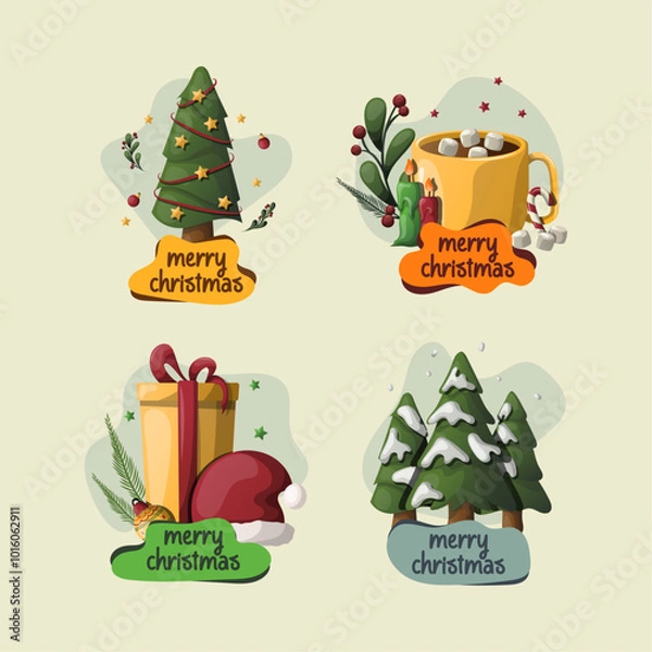Obraz vector christmast greeting sticker collection