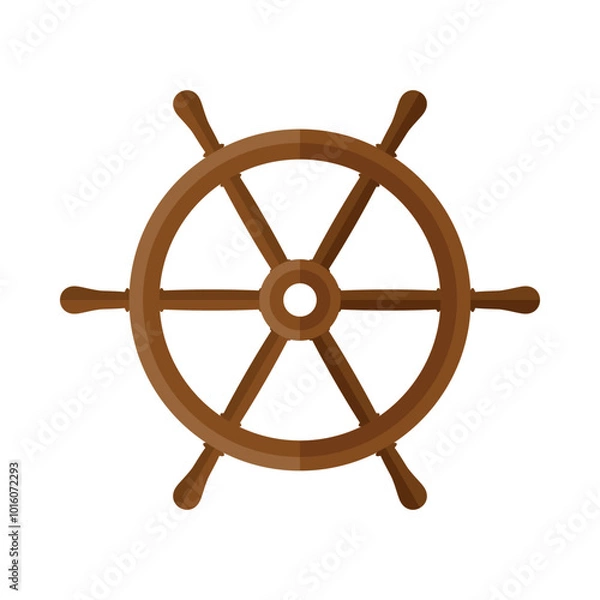 Fototapeta The ship's steering wheel icon. The steering wheel. Wooden steering wheel. Vector illustration isolated on a white background for design and web.