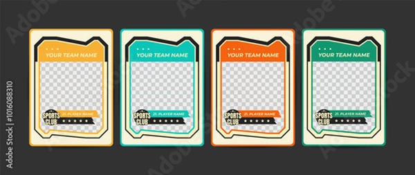 Fototapeta Set of trading frames for game sports card template, ideal for sports design projects, trading card mockups