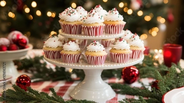 Fototapeta Festive Cupcake Display for Holiday Celebrations