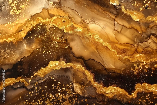 Obraz A gold and brown background with a lot of glitter