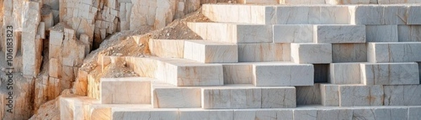 Obraz Quarry mine for limestone and granite extraction, involving controlled blasting, mine, stone quarry