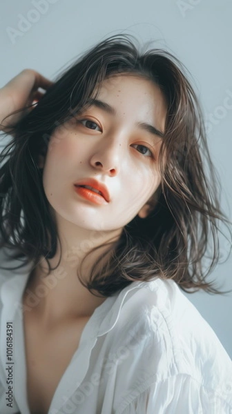 Obraz ヘアモデルの若い女性　ポートレート