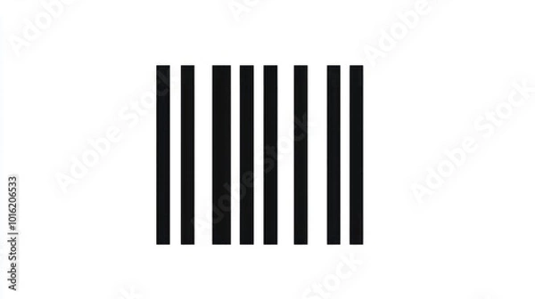Fototapeta Minimal barcode icon with vertical black bars, isolated on a white background