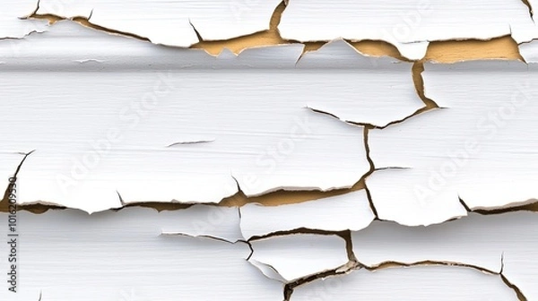 Obraz A white wall shows signs of age with cracked paint, creating a neutral background that adds texture and character to the space. The surface is clean, highlighting  SEAMLESS PATTERN