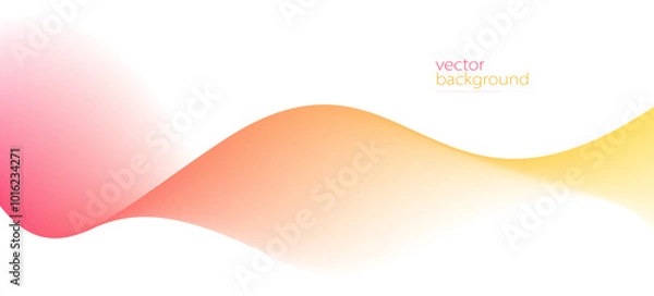 Fototapeta Curve shape flow vector abstract background in red and yellow gradient, motion art,
