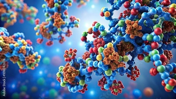 Obraz Macro shot of enzymes working together in a metabolic pathway