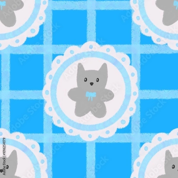 Obraz Kitten seamles pattern for children and nursery, cat pattern