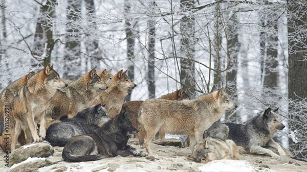 Obraz Wolfsrudel im Winter
