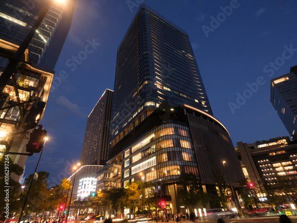 Fototapeta 夜のビル、梅田
