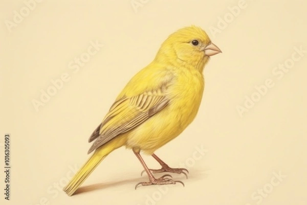 Fototapeta Canary bird drawing animal sketch.