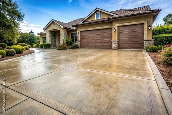 Obraz Medium shot of smooth and durable concrete driveway with rustic charm