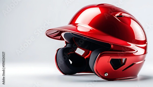 Fototapeta shiny red baseball helmet isolated white background protective sport gear players professional equipment safe gameplay