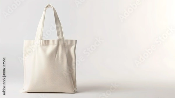 Fototapeta A promotional tote bag mockup for a local business with logo imprint and clear branding on a pristine white background.