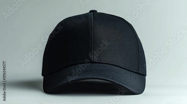 Obraz Black Baseball Cap Isolated on a White Background