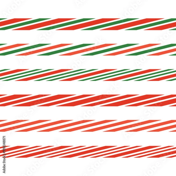Fototapeta Stripes seamless frame green and red. Set for support plan. Vector illustration.