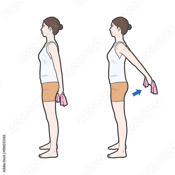 Obraz 수건 어깨 신전 오십견 재활 운동 체조 스트레칭