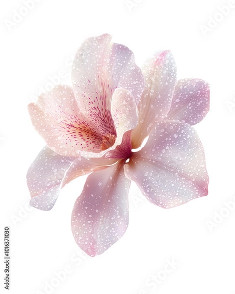 Fototapeta A delicate orchid with soft pink petals and a detailed center, isolated transparent background PNG