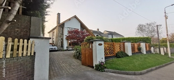 Fototapeta Burnside House in Foxrock, Dublin, Ireland on a cloudy day