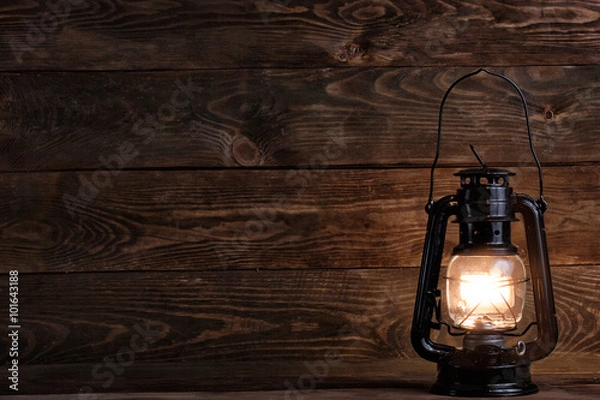 Obraz Wooden background and gas lamp