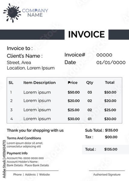 Obraz Invoice Design, rectangular shape