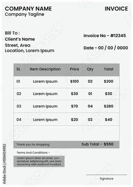 Obraz Invoice with square design and proper spacing
