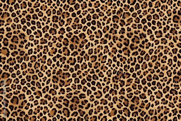 Fototapeta Aerial seamless pattern of brown and black leopard print texture