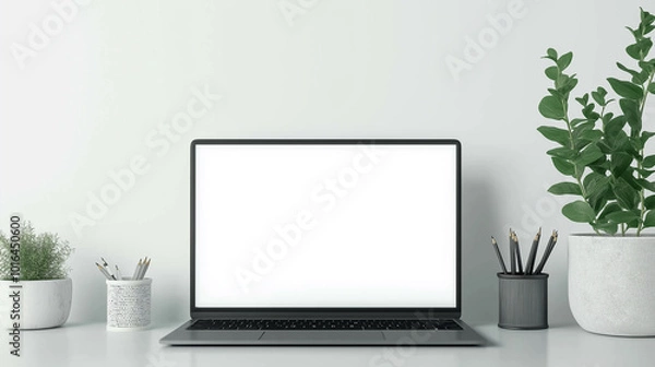 Fototapeta 机の上のノートパソコン