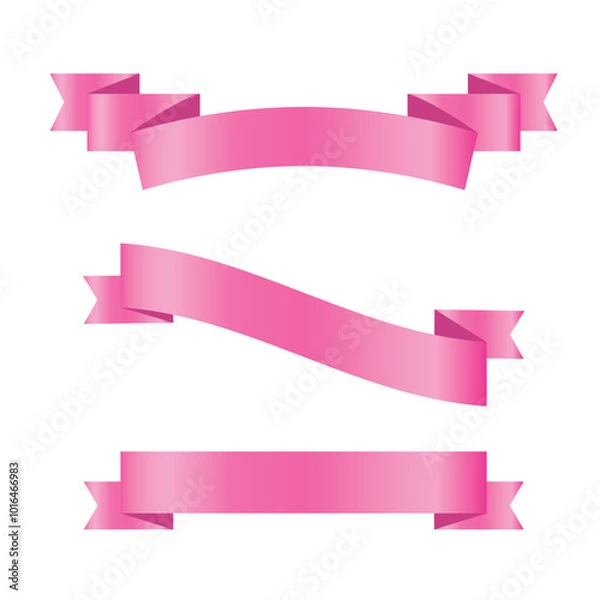 Obraz Pink shiny ribbon vector banners set of ribbon label pink bow curly ribbon wavy wavy ribbon